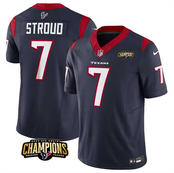 Men & Women & Youth Houston Texans #7 C.J. Stroud Navy 2023 F.U.S.E. AFC South Champions Patch Vapor Untouchable Limited Stitched Jersey